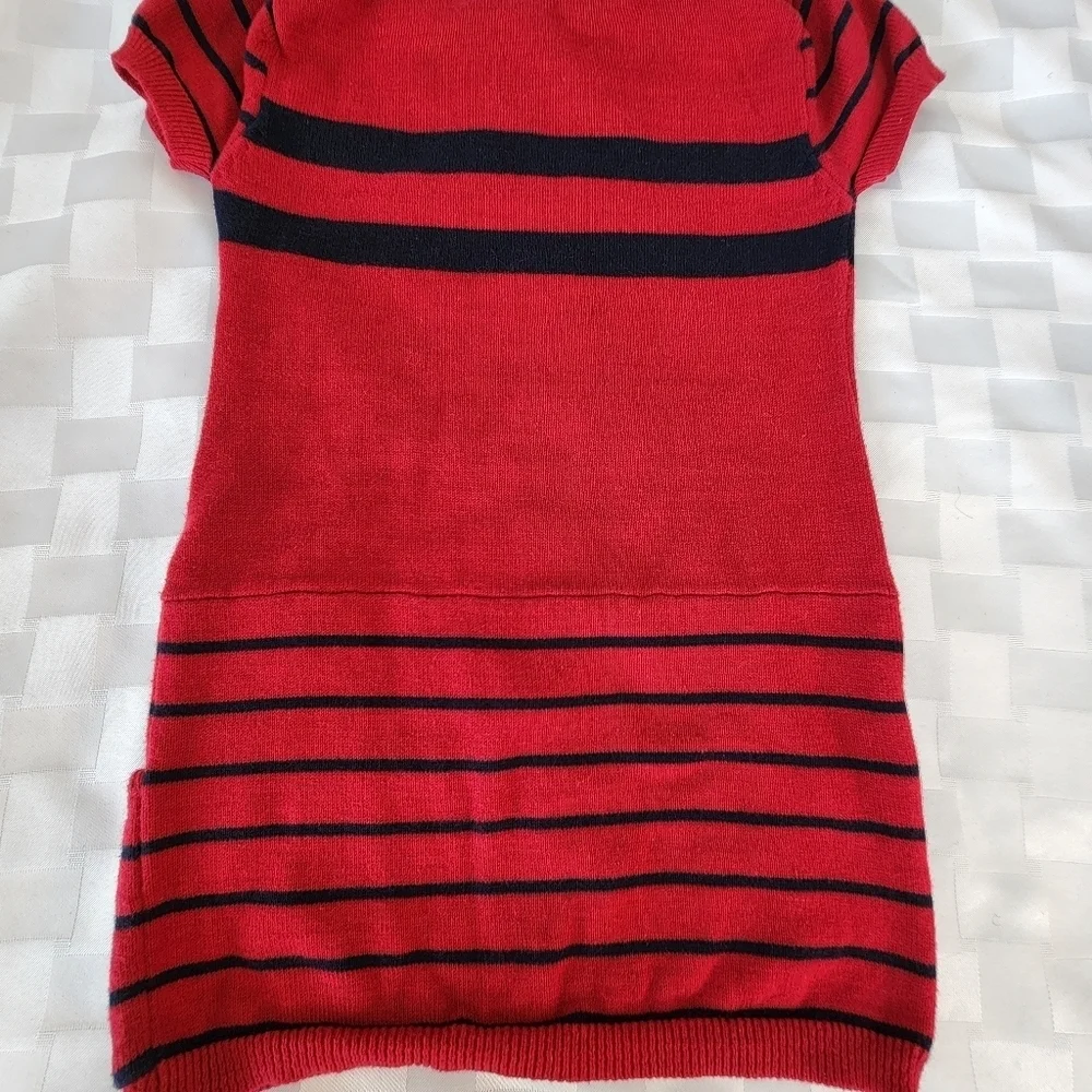 Nautica  Red & Blue Striped Sweater  With Pockets Girls Dress Size 3T
